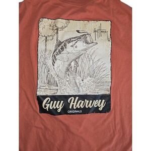 Guy Harvey Mens Short Sleeve Casual Shirt Size Medium Cotton Marlin Fish Graphic